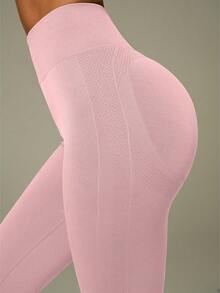 UONNOU Viral Sculpting Leggings | High Waist Tummy Control Yoga Pants - Pink - View 6