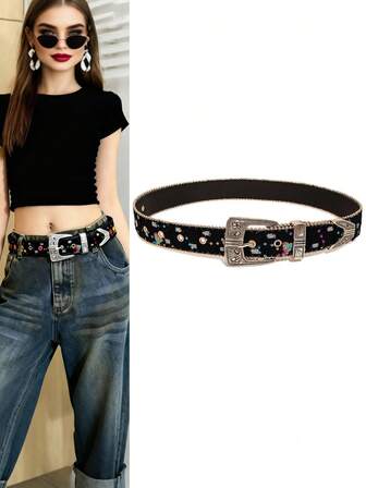 Personalized And Versatile Women's Belt With Glitter, Jeans, Skirt Accessories, Hot Girl Fashion, Daily Versatile Belt, Waist Accessories