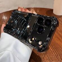 1 chiếc ốp lưng TPU trong suốt dày dặn, mạ điện hình đầu lâu, chống sốc, tương thích với Apple 17 Pro Max, 16 Pro Max/16 Pro/16/13 Pro Max/12 Pro Max 11, 15 Pro Max, 14 Pro Max/Galaxy, SAM/Honor/Note 13 Pro/S23 Ultra/S24 Ultra/S25/A56, phiên bản quốc tế, không phải phiên bản nội địa. - màu đen - Xem 4