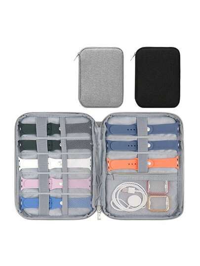 1pc Nylon Watch Band Storage Box, Suitable For Storing Watch Bands, Cables, Travel Organizer, Smart Watch Straps, Applicable Compatible With Apple Watch Bands, Earphones, Cables, Chargers, Jewelry, Cosmetics And Other Accessories , Makeup Room Decor,Room Decor