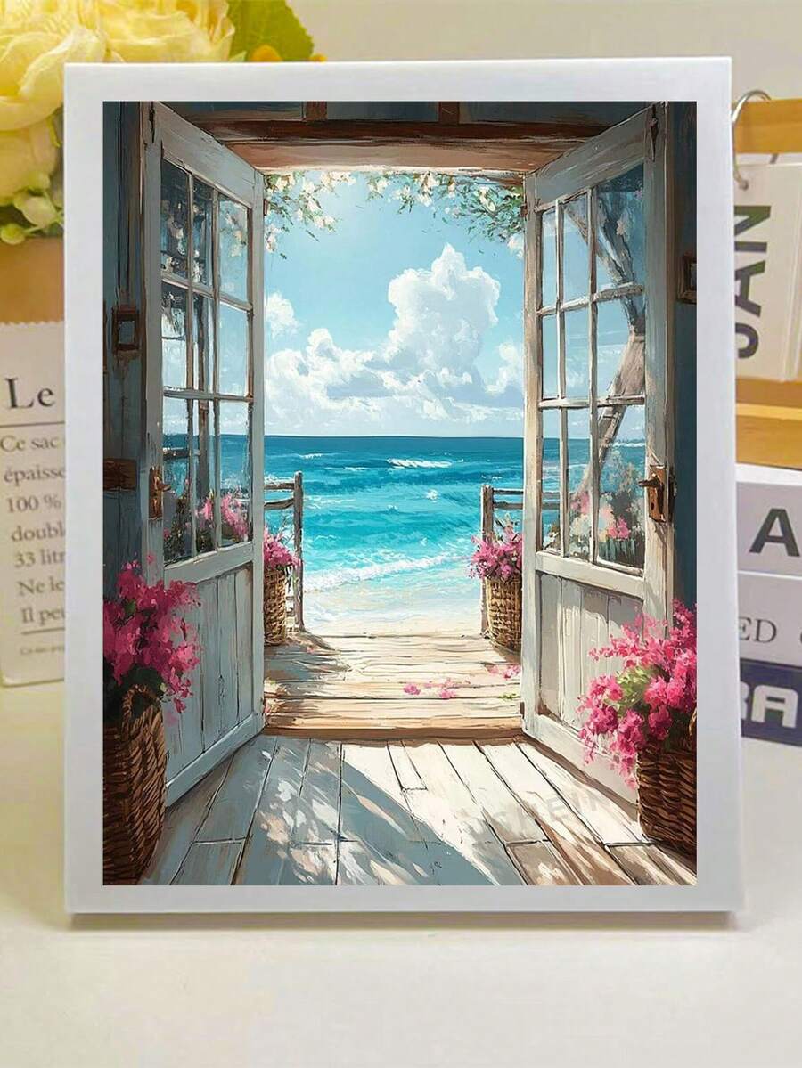 1件套钻石画套装，户外风景画，5D钻石画十字绣套装，礼品钻石刺绣马赛克，适合成人初学者，精致减压手工水钻，圆形全钻DIY，送给朋友的最佳DIY礼物，适合家居装饰和房间墙面装饰 - 彩色 - 查看 1