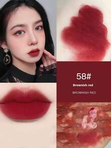 NOVO 二合一哑光唇膏，防晕染，持久不脱妆，适合学生，素颜，聚会，通勤，节日，派对 - 58#棕紅色 - 查看 6