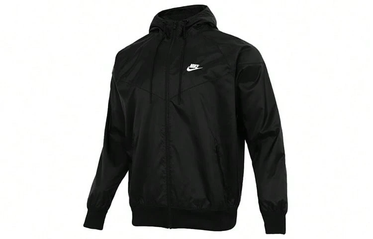 Nike NK WVN LND WR HD JKT簡約品牌小Vlogo標誌連帽套頭拉鍊開襟外套衛衣 - 黑色 - 查看 1