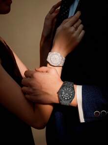 DAYAND NIGHT 男女皆宜的高级石英表，奢华莫桑石镶嵌星空表盘，防水石英表，时尚百搭，商务休闲皆宜。情人节、周年纪念日或生日的完美礼物。 - 彩色 - 查看 8