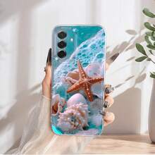 Funda de Teléfono Estrella de Mar y Concha Compatible con Samsung Galaxy A03S A04 A05S A06 A07 A13 A14 A15 A16 5G A17 A21S A22 A23 A24 A25 A26 A32 A34 A35 A36 A50 A52 A53 A54 A55 A56 A73 S21 Ultra S22 Plus S23+ S24 FE S25 Funda de Teléfono Transparente a Prueba de Golpes de Cobertura Completa TPU Funda Protectora Simple de Moda a Prueba de Golpes Suave - Multicolor - Ver 2