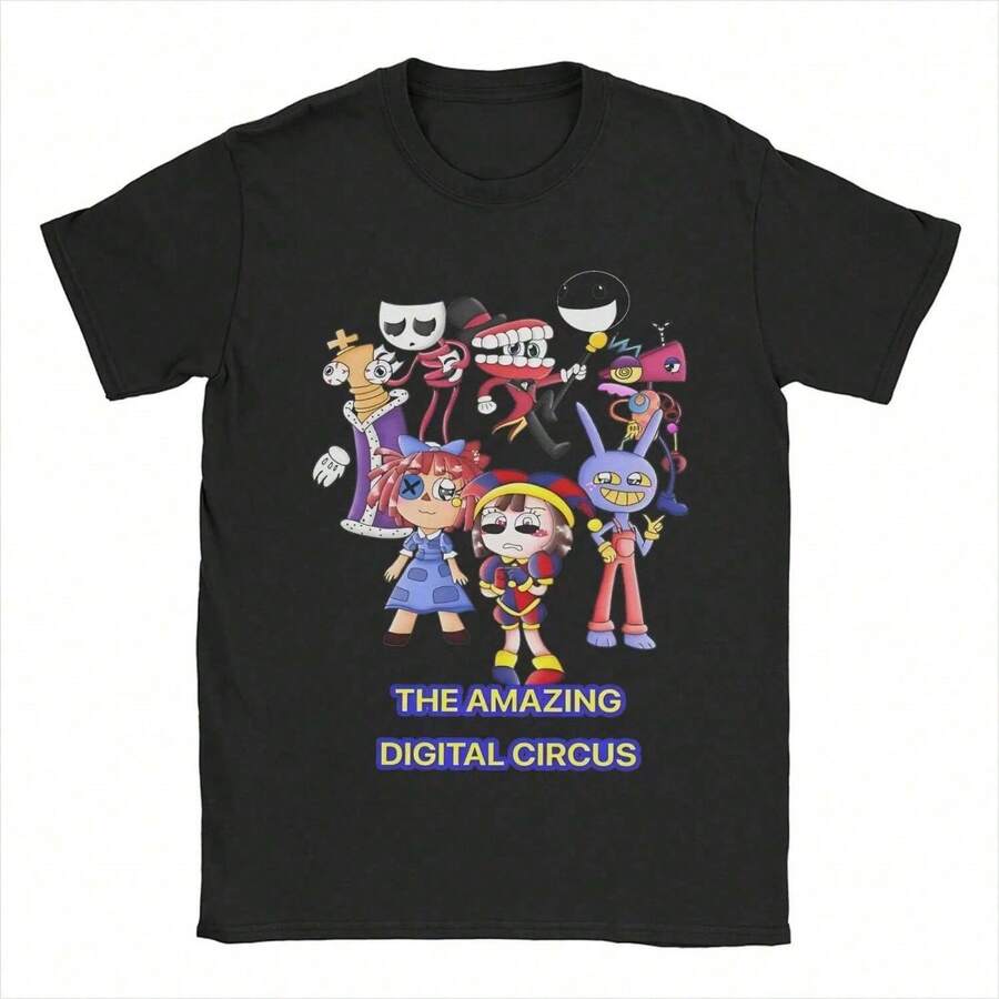 Digital Circus Print T Shirts For Men Women Amazing Cotton Tee Shirt Clothing - màu đen - Xem 1