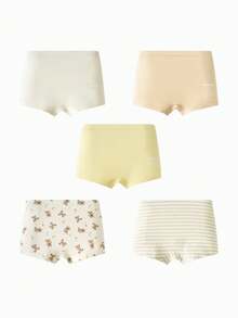 mini bala 5pcs Boys' Cotton Briefs, Breathable & Antibacterial, Soft & Skin-Friendly, No Rolling - Camel - View 3