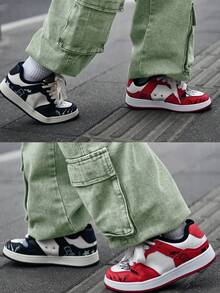 Pantalones Vaqueros Cargo Holgados Mujer - Estilo Urbano, Ajuste Cubrepiel, Corte Relajado para Salir - Verde - Ver 6