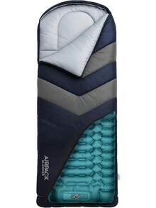Sleeping Bag With Built-In Pad (AirPack Sleeper) - All-In-One Inflatable Sleeping Pad And Zip-Up Blanket For Camping With Built-In Foot Pump - 藍色 - 查看 3