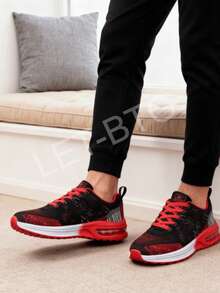 Zapatillas deportivas transpirables con cámara de aire para hombre, zapatillas de running con cámara de aire para hombre, zapatillas para caminar, zapatillas deportivas, zapatillas sin cordones elegantes y ligeras - Rojo - Ver 3