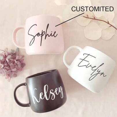 Customized Ceramic Mugs, Marker Pens, Coffee Cups, Valentine's Day Mugs, Perfect Gifts, Personalized Design, Customizable Names And Text, Ceramic Coffee Cups, Wedding Gifts, Valentine's Day Gifts, Birthday Gifts, Gifts For Tea Lovers, Thanksgiving Gifts, Gifts For Her, Him, Boyfriend, Girlfriend, Family, Mother, Father, And Friends ,Forever Love