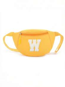 1pc DIY Girls Letter Print Crossbody Bag, Cute Shoulder Bag, Messenger Bag, Fanny Pack, Suitable For Daily Use, Outdoor, Travel, Hiking, Portable, Ideal Gift For Girls