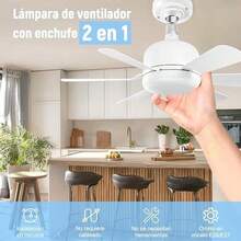 Ventilador de Techo con luz, E27 Ventilador De Techo De Anillo Con 60 Led, 3000-6500k Y 5 Niveles De Luminosidad, Luz De Ventiladors Con Remoto Y Función Temporización Para Dormitorio,Estudio Y Salón - Luz de ventilador de seis aspas Blanco - Ver 2