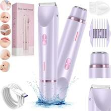 2025 Womens Shaver Dual-Head Bikini Trimmer For Women 2-In-1 Women's Body Shaver USB Charge Waterproof Painless Electric Razors For Silk Skin (Pink/Purple/Black/Blue) - 紫丁香色 - 查看 12