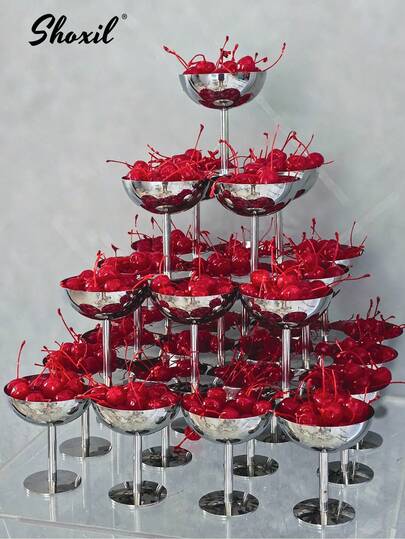 shoxil 1/6/9/12 st rostfria glasskålar, dessertkoppar, yoghurtskålar, dadelpalmsformar, tårtfat, ljusstakar, fruktskålar, smyckesbrickor, för hemmet, fester, dessertbutiker, kaféer, ramadanpresenter