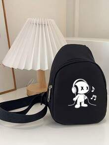 1 Chest Bag With Musician Pattern Printed On It. Nylon Zipper Closure, Shoulder And Back Adjustable. Suitable For Daily Storage, Travel, And Play. It's An Excellent Gift For Holidays - one-size - View 1