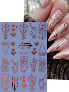 2 miếng dán móng tay hình trái tim sang trọng, decal móng tay hoa hồng 3D mạ vàng và vàng hồng, trang trí móng tay hình trái tim lãng mạn tự dính, dụng cụ làm móng, dành cho phụ nữ và bé gái, ngày Valentine, móng tay đám cưới. - Nhiều màu - Xem 3