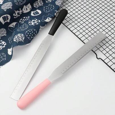 8英寸/10英寸直角抹刀，不锈钢材质，适用于装饰蛋糕和奶油霜，带刻度烘焙抹刀，可用于制作蛋糕和切割糕点，适合节日派对、婚礼、生日和情人节派对等场合。