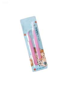 2pcs Stainless Steel Tweezers Set (1 Straight Tweezer And 1 Curved Tweezer), DIY Craft Tools