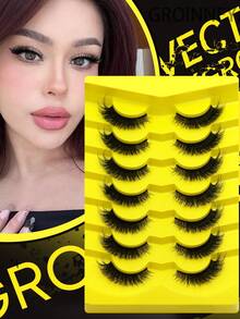 7 Pairs Cat Eye Lashes Classic Look 3D Fake Eyelashes Soft Matte Black Eyelashes Dramatic Volume Faux Mink Eyelashes Cat Eye Tail Elongated False Eyelashes Reusable Most Eye Shapes - Fluffy Lashes - View 3