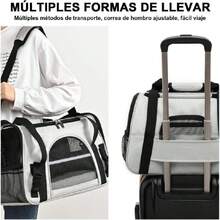 Transportadora para Perro y Gato. Cojín de Felpa con Correas Ajustables para los Hombros. Transportadora para Perro Chico, Adecuado para Mascotas Pequeñas y Medianas.con Bol + Bolsa. (Negro gris),37423892 - Multicolor - Ver 6