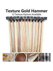 1件装珠宝工具纹理锤，带木柄冲压印刷金属槌，适用于珠宝维修和DIY雕刻工具 - 彩色 - 查看 1