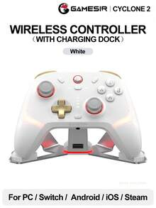 GameSir Cyclone 2 Game Controller, Compatible With Nintendo Switch 2, Windows 10, Windows 11, Steam, Android And IOS Mobile Gaming, Featuring Magnetic Resistance TMR Joysticks, Hall Effect Analog Triggers, Micro-Switch Trigger Conversion, 6-Axis Gyroscope Motion, RGB Light Bar, Vibration Motors, 860mAh Battery, Turbo Function, Supports Bluetooth, Wired And Wireless Adapter Connectivity - Cyclone 2 - View 12