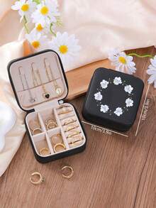 1 cutie portabilă de bijuterii de călătorie, mini cutie de depozitare a bijuteriilor, organizator de inele de bijuterii din piele PU, cutie cadou de depozitare pentru femei/fete, potrivită pentru Crăciun, petrecere de Anul Nou, Ziua Îndrăgostiților, decor de nuntă, decor de cameră de machiaj - Multicolor - Vizualizare 15