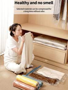 5/1pc Vacuum Compression Travel Bags, Transparent Storage Bags With Pump, Vacuum Seal Bags, Travel Compression Bags, Home Storage Compression Bags, Transparent Compression Bags, PVC Waterproof Storage Bags, Anti-Insect & Anti-Mold Storage Bags, Suitable For Bedding, Clothes, Home Use, Unisex, Vacuum Storage Bags For Blankets, Clothes, Shoes, Travel Accessories, Suitable For Wardrobe, Bedroom, Bathroom, Space Saving Home Storage Bags, Travel Vacuum Bags