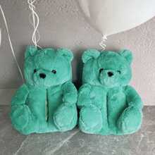 Women's Cotton Piush Adult Slipper Bear Slippers House Slippers Shoes - Flipflop - 湖綠 - 查看 3