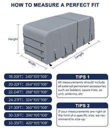 Funda Protectora Completa para Autocaravana 4 Capas - Impermeable, Antiviento y Anti-UV para 22'-35', Incluye Parches de Reparación, 4 Correas Extra y 4 Fundas para Neumáticos, Color Gris - 24-27 pasteles - Ver 2
