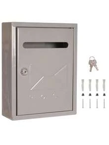 Buzon Correo para Exterior, Buzon Cartas Metálico para Anclaje en Pared Fachada, Buzon Individual con Cerradura de Llave para Cartes y Sobres, Color Negro, Blanco, Gris - Gris - Ver 9