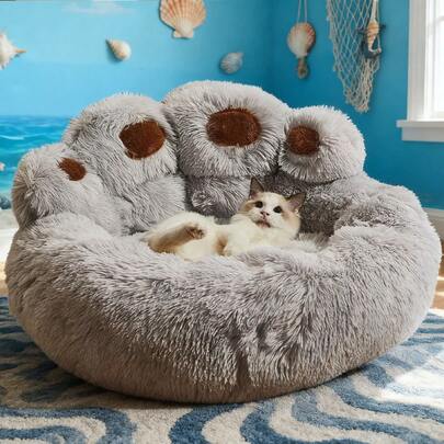Fluffy Dog Bed Plush Kennel Winter Accessories Pet Products Large Dogs Beds Bedding Sofa Small Mat Cats Big Cushion Puppy Pets