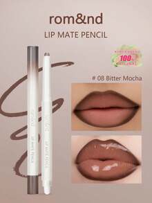 Rom&nd Romand LIP MATE PENCIL 08 BITTER MOCHA, Feather-Like Smooth Edge, Lightweight Breathable Technology, Lip Contour Blending, Warm Nude Almond, Cool Gray Rose, Caramel Chestnut, Portable Lip Shaping Set, Creates Effortless Lip Makeup, Korean Cosmetics, 0.5g/0.02oz - 08 MOCHA ĐẮNG - Xem 1