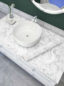 1Roll White Grey Marble Contact Paper For Countertops Peel And Stick Wallpaper Waterproof Self Adhesive Wallpaper For Kitchen Cabinets Backsplash Removable Counter Top Covers Furnitur Renovation Sticker Christmas New Year Decorative Stickers - Multicolor - View 8