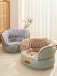 Cama redonda de lujo para mascotas de gran tamaño, base antideslizante, funda extraíble - Hecha de material PP duradero, forro de felpa suave, marco resistente, adecuada para perros y gatos pequeños a grandes, mueble adorable para mascotas, uso en interiores/exteriores, cama grande para perros - Verde - Ver 4