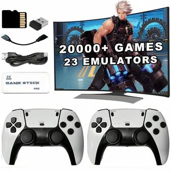 YIYI 掌上迷你复古游戏机，4K 高清输出，无线手柄，即插即用，内置 20,000+/30,000+ 款游戏，街机游戏机（64GB/128GB） - 1 台