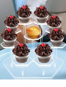 1 件亚克力分层展示架，4/7/12 槽透明分步小雕像、盲盒、甜点、蛋糕展示架 - 圣诞派对用品 - 透明色 - 查看 16