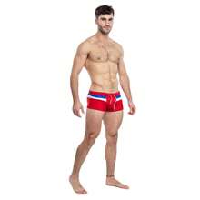 TADDLEE Mens Stripe Swim Briefs Retro Swimwear Sexy Bikini Swimsuit Print Bathing Suit - Đỏ - Xem 4