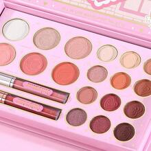 Julystar 甜美粉色多功能彩妆盘，包含眼影、腮红、高光和唇彩，打造完整面部彩妆，可爱旅行彩妆套装，轻松打造单色妆容 - 彩色 - 查看 11