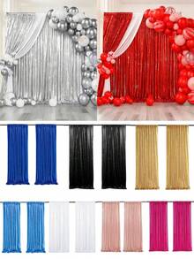 4pcs Shiny Sequin Party Background Cloth Curtains, Birthday Decorations, Birthday Banner Birthday Background Cloth, Birthday Party Supplies, Reuse Curtains For Home Decor, Wedding Decor, Babe Shower Decor, Daily Use And Party, Wedding Decorations, Wedding Supplies, Party Faovors, Birthday Gifts, ,Wedding Arch Fabric - Multicolor - View 2