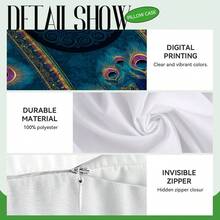 4pcs Bohemian Peacock Feather Pattern Pillow Covers, Single-Sided Printed Cushion Covers, Suitable For Living Room, Bedroom, Home Decor, All Season - Multicolor - View 4