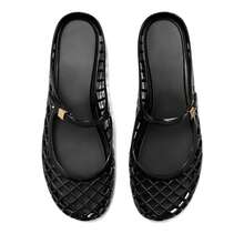 Clear Mary Jane Jelly Shoes For Women Slip On Mules Comfortable Closed Toe Flat Jelly Sandals Summer Mesh Slides - Black - View 7