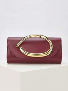 Retro Vintage Solid Color Clutch Wallet, All-Match Carry On Purse, Stylish PU Bag For Women, And For Wedding, Party, Prom, Dinner - Màu Đỏ Sâu - Xem 2