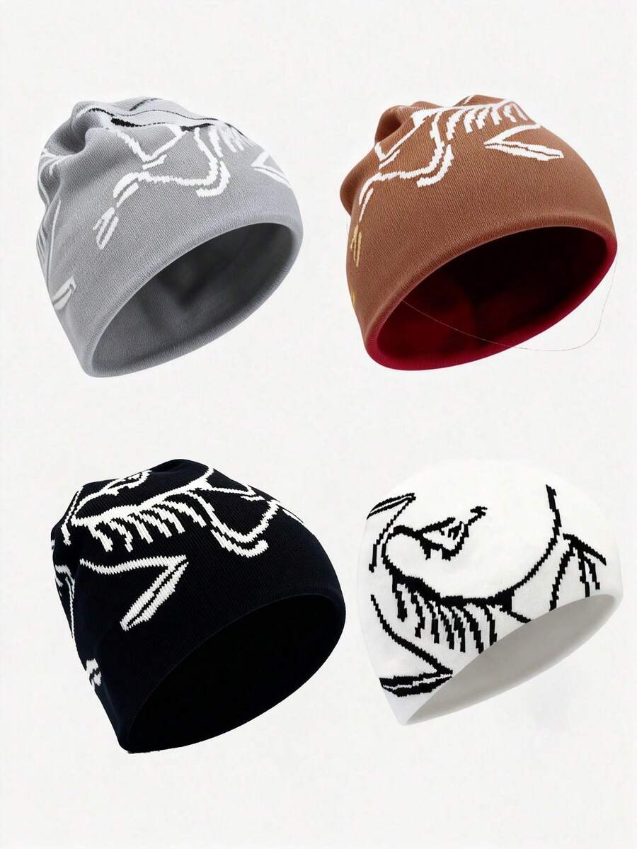 1pc Of Personalized Bird Pattern Jacquard Knitted Hats, Fashionable Neutral Leisure Bicycle Caps, Acrylic Leisure Caps, Suitable For All Seasons, Jacquard Knitted Edgeless Brimless Caps For Winter Equipment, Special Holiday Gifts For Families - Multicolor - View 1