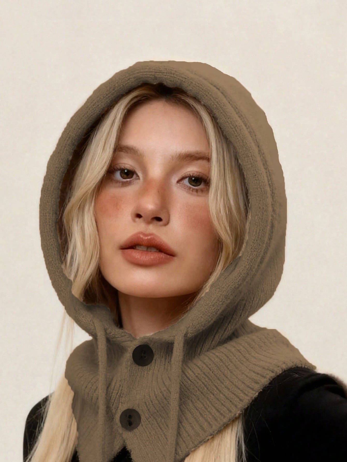 Women's Winter Warm Hat & Scarf Set, Balaclava Knit Hat, Fashionable Hooded Scarf, Suitable For Daily Wear, Keeps Warm And Protects Ears, Ideal For Outdoor Sports, Skiing And Cycling - Multicolor - View 1