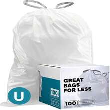 Custom Fit Trash Bags, Compatible With Simplehuman Code U (100 Count) White Drawstring Garbage Liners 14.5-21 Gallon/ 55-80 Liter 26.5" X 32" - 白色 - 查看 2