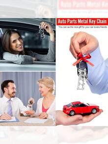 Car Parts Keychain Set, Metal Brake Disc, Gasket, Manual Gearbox, Piston, Rotor Engine Pendant,Car Key Ornament, Key Ring Strap Accessory,Party Gifts - Multicolor - View 7