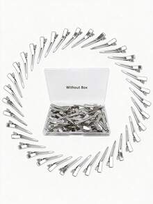 12个金属鳄鱼夹，女士分区夹，银色长发夹，卷发棒专用鳄鱼夹，适合浓密头发，可用于卷发棒，沙龙级使用，DIY蝴蝶结爪夹，发夹，发饰 - 彩色 - 查看 16