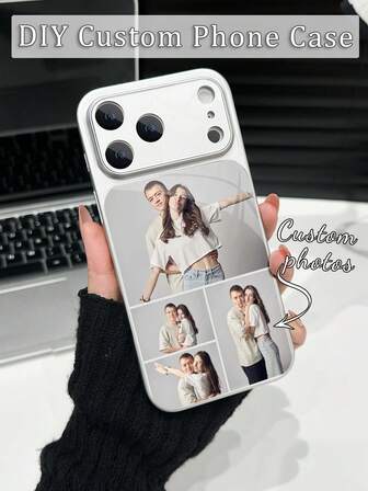 1pc Customized 4-Photo Couple Phone Case, Luxury Fashionable Large Window Tempered Glass With Lens Protection Matte Anti-Drop Shell For IPhone 17/17Pro/17ProMax/17Air/16/16Pro/16ProMax/16Plus/15/15Plus/15Pro/15ProMax/14/14Plus/14Pro/14ProMax/13/13Pro/13ProMax/12/11 Phone Accessories, Personalize With Photos, Pets, Landscapes - Your Phone Deserves Your Style